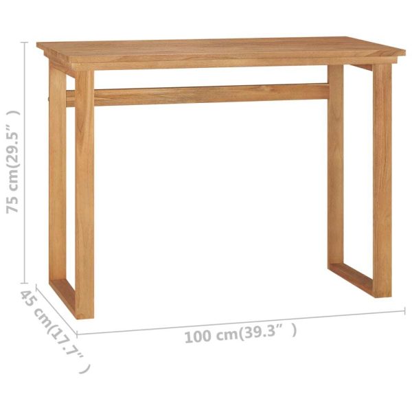Desk Solid Teak Wood – 100x45x75 cm, Brown