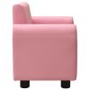 Children Sofa with Stool Faux Leather – Pink