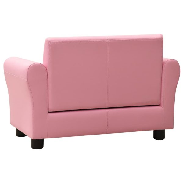 Children Sofa with Stool Faux Leather – Pink