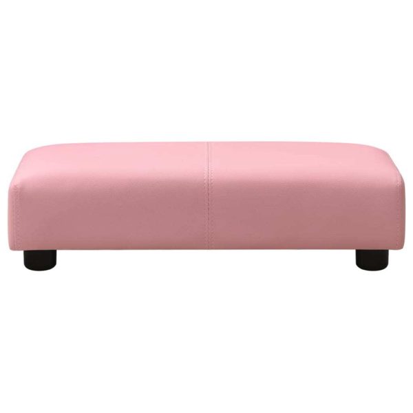 Children Sofa with Stool Faux Leather – Pink