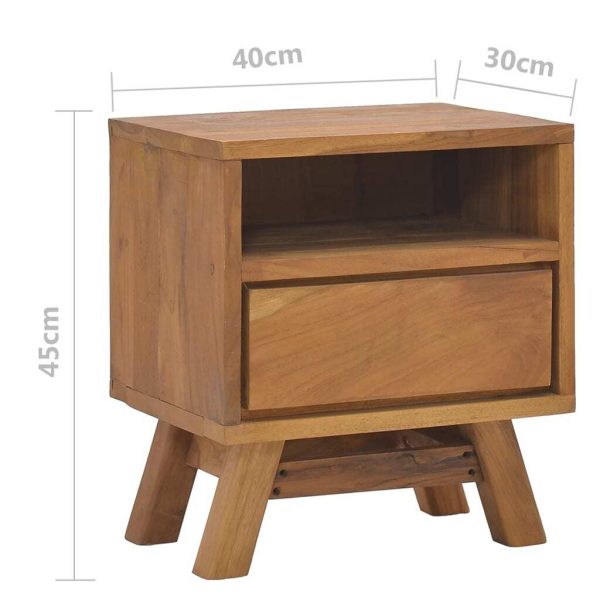 Acres Bedside Cabinet 40x30x45 cm Solid Teak Wood