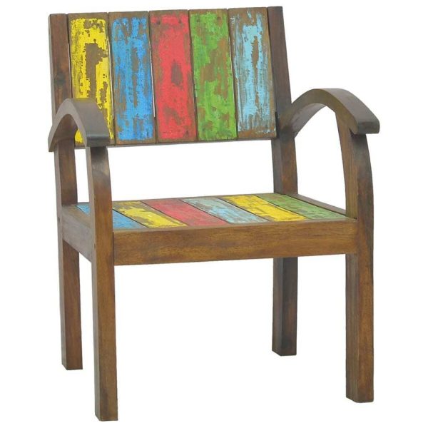Armchair Multicolour Solid Reclaimed Wood