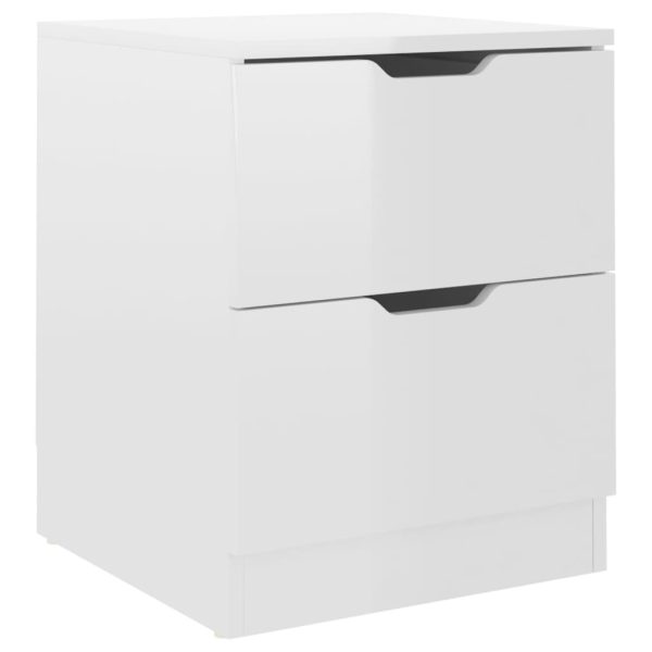 Hindley Bedside Cabinet 40x40x50 cm Engineered Wood – High Gloss White, 1