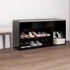 Shoe Bench with Cushion 104x30x49 cm Engineered Wood – Black