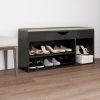 Shoe Bench with Cushion 104x30x49 cm Engineered Wood – Grey