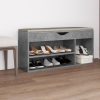 Shoe Bench with Cushion 104x30x49 cm Engineered Wood – Concrete Grey