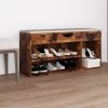Shoe Bench with Cushion 104x30x49 cm Engineered Wood – Smoked Oak