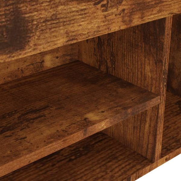 Shoe Bench with Cushion 104x30x49 cm Engineered Wood – Smoked Oak