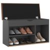 Shoe Bench with Cushion 80x30x47 cm Engineered Wood – Grey