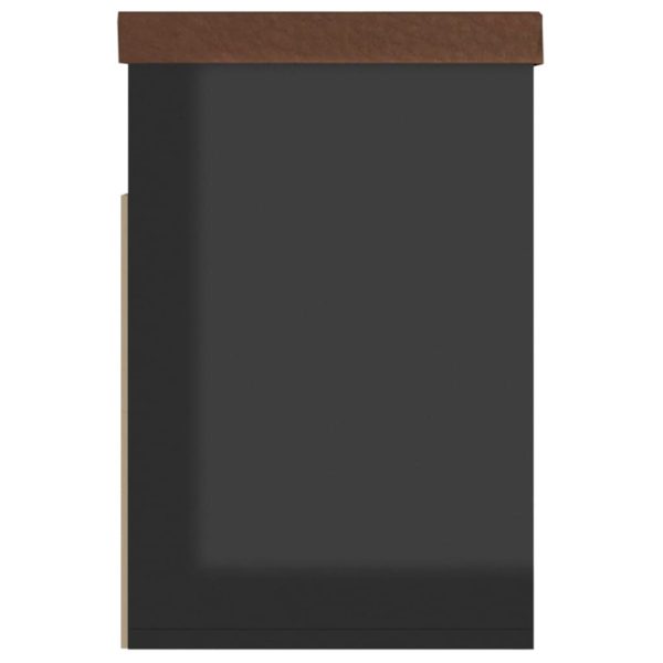 Shoe Bench with Cushion 80x30x47 cm Engineered Wood – High Gloss Black