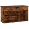 Shoe Bench with Cushion 80x30x47 cm Engineered Wood – Smoked Oak