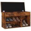 Shoe Bench with Cushion 80x30x47 cm Engineered Wood – Smoked Oak