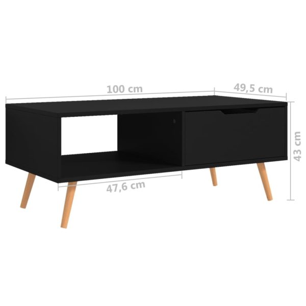 Coffee Table 100×49.5×43 cm Engineered Wood – Black