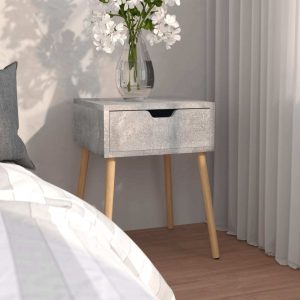 Chandlers Bedside Cabinet 40x40x56 cm Engineered Wood – Concrete Grey, 1