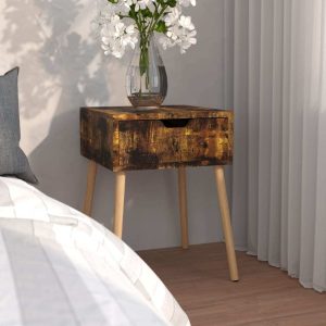 Chandlers Bedside Cabinet 40x40x56 cm Engineered Wood – Smoked Oak, 1