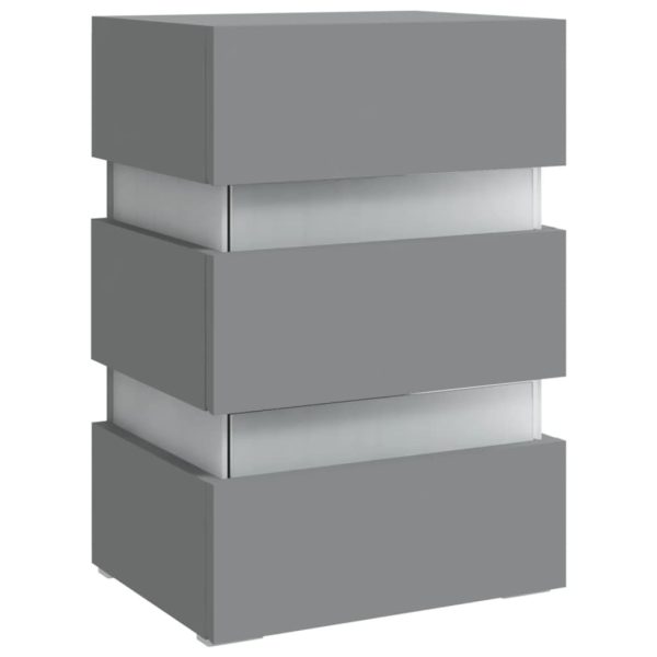 Jericho LED Bedside Cabinet 45x35x67 cm Engineered Wood – Grey