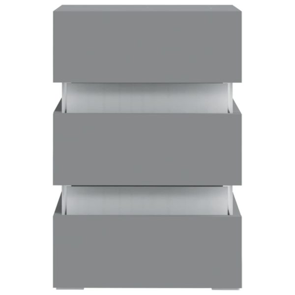 Jericho LED Bedside Cabinet 45x35x67 cm Engineered Wood – Grey