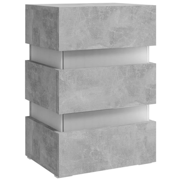 Jericho LED Bedside Cabinet 45x35x67 cm Engineered Wood – Concrete Grey