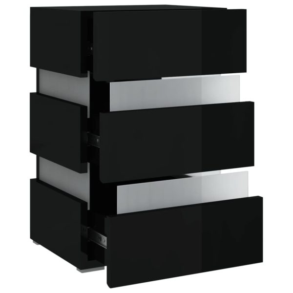 Jericho LED Bedside Cabinet 45x35x67 cm Engineered Wood – High Gloss Black
