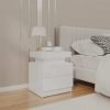 Hoskin Bedside Cabinet 45x35x52 cm Engineered Wood – High Gloss White