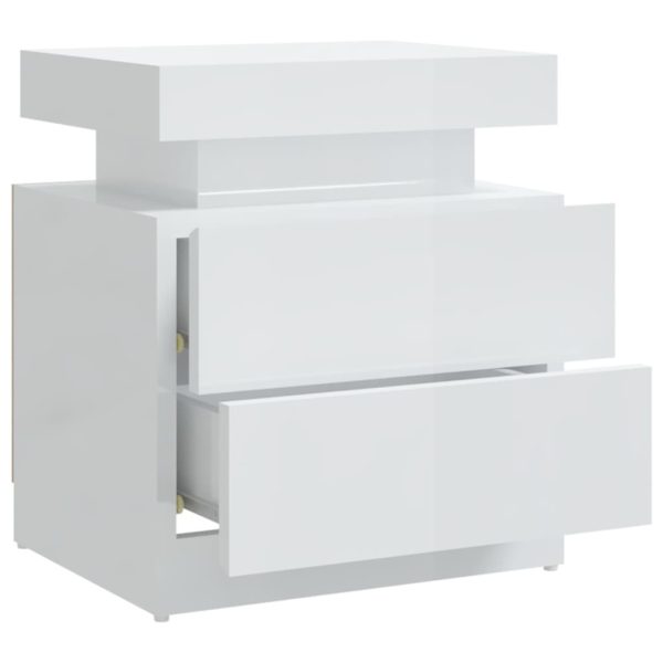 Hoskin Bedside Cabinet 45x35x52 cm Engineered Wood – High Gloss White