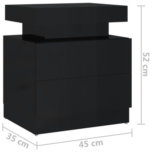 Hoskin Bedside Cabinet 45x35x52 cm Engineered Wood – High Gloss Black
