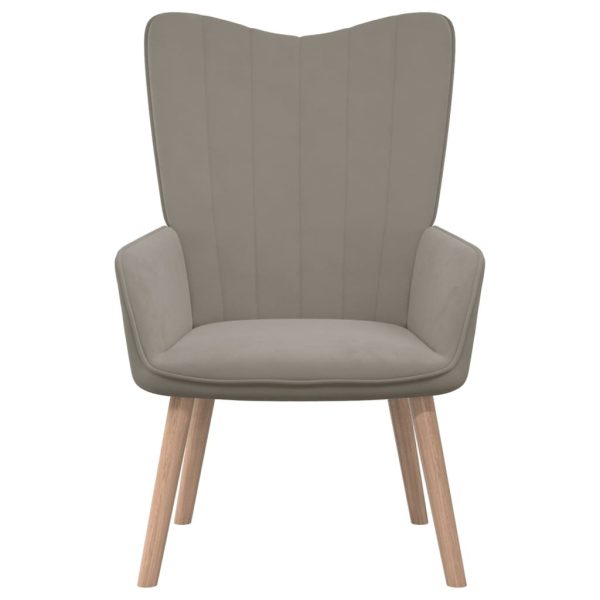 Relaxing Chair Velvet – Light Grey, With Footrest