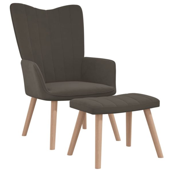 Relaxing Chair Velvet – Dark Grey, With Footrest