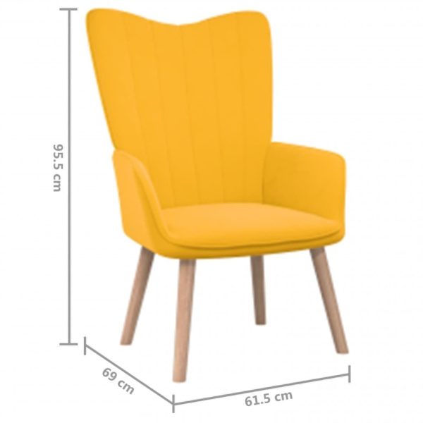 Relaxing Chair Velvet – Mustard Yellow, With Footrest