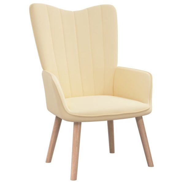 Relaxing Chair Velvet – Cream White, With Footrest