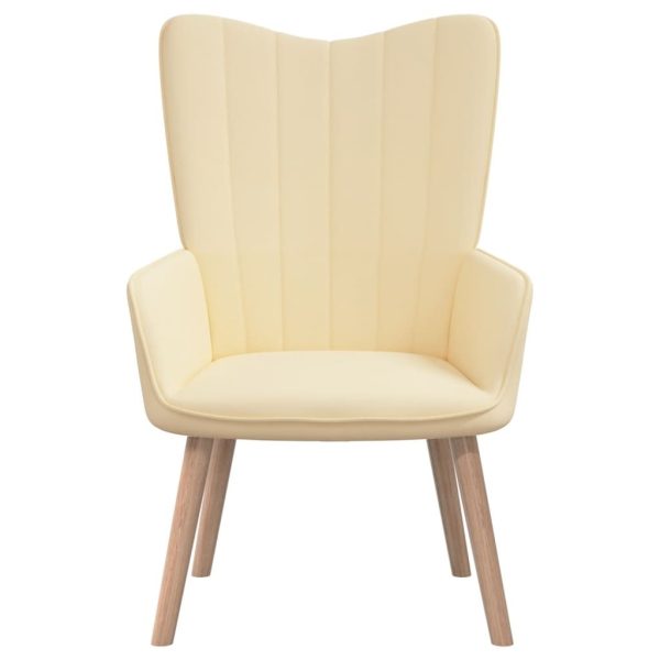 Relaxing Chair Velvet – Cream White, With Footrest