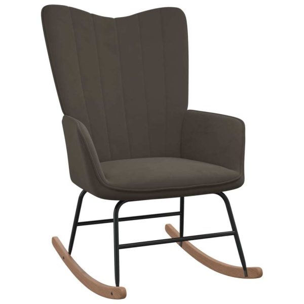 Rocking Chair Velvet – Dark Grey, Without Footrest