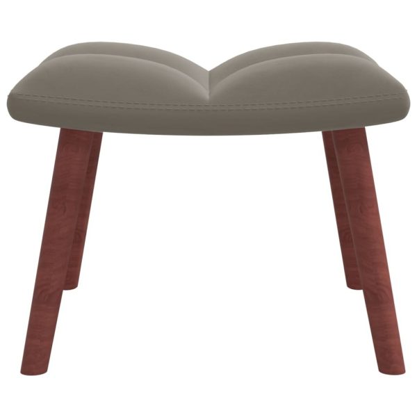 Relaxing Chair with a Stool Velvet – Light Grey