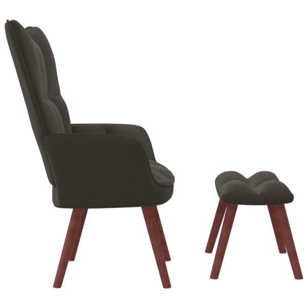 Relaxing Chair with a Stool Velvet – Dark Grey