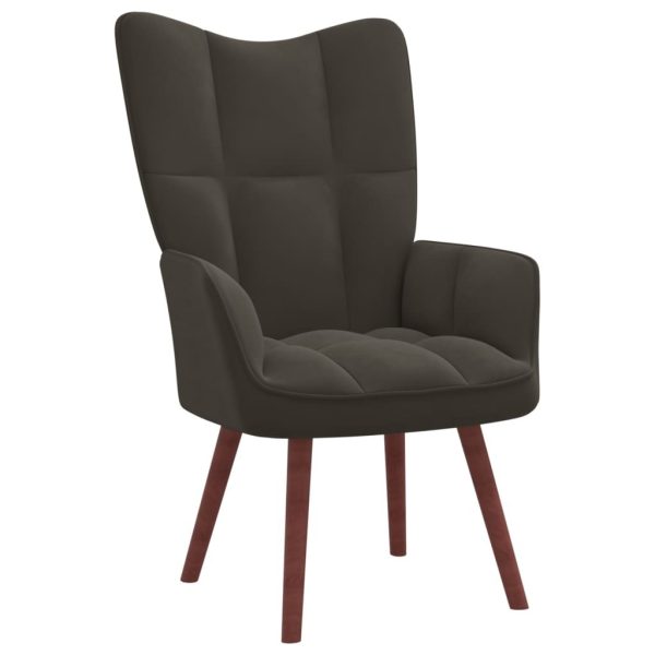 Relaxing Chair with a Stool Velvet – Dark Grey