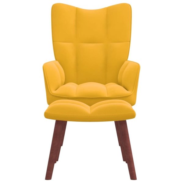 Relaxing Chair with a Stool Velvet – Mustard Yellow