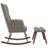 Rocking Chair Velvet – Light Grey, With Footrest