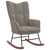 Rocking Chair Velvet – Light Grey, With Footrest