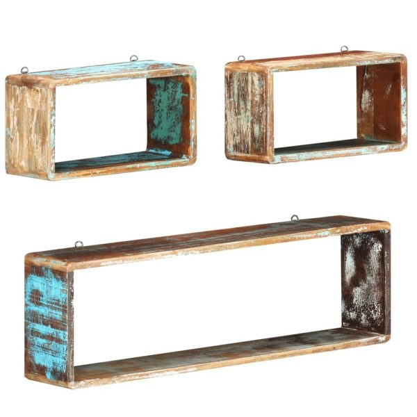 3 Piece Wall Cube Shelf Set – Soild Reclaimed Wood