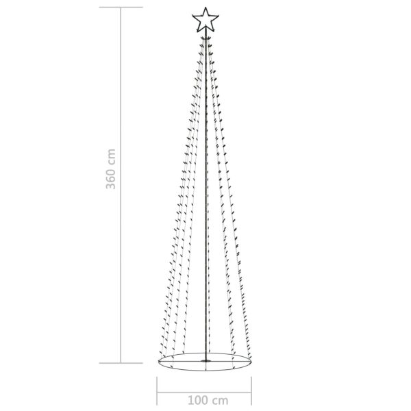 Christmas Cone Tree LEDs Decoration – 360×100 cm, Warm White