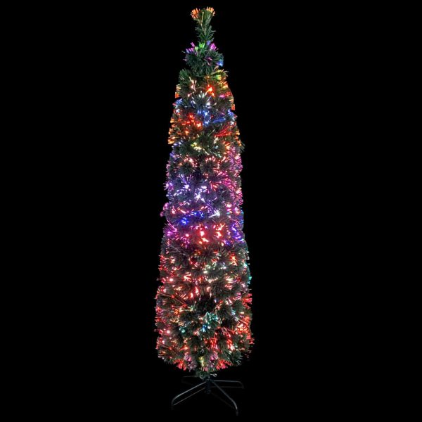 Artificial Slim Christmas Tree with Stand Fibre Optic – 210×55 cm