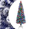 Artificial Christmas Tree with LED Fibre Optic – 210×90 cm, White and Blue