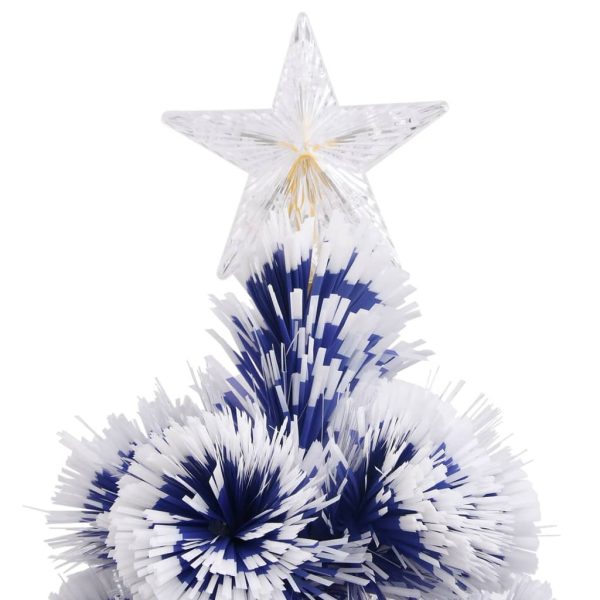 Artificial Christmas Tree with LED Fibre Optic – 240×105 cm, White and Blue