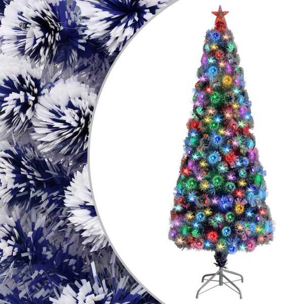 Artificial Christmas Tree with LED Fibre Optic – 240×105 cm, White and Blue