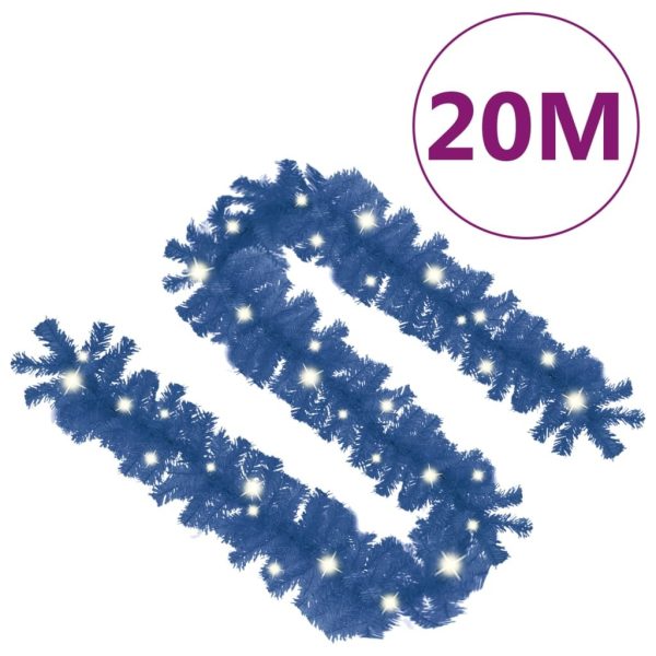 Christmas Garland with LED Lights – 20 M, Blue