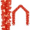 Christmas Garland with LED Lights – 10 M, Red