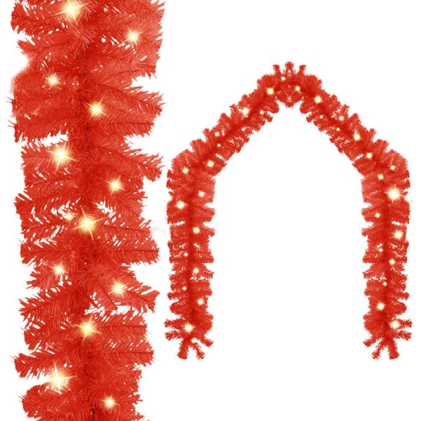Christmas Garland with LED Lights – 10 M, Red