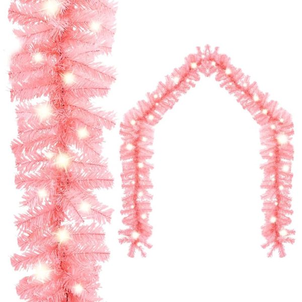 Christmas Garland with LED Lights – 20 M, Pink