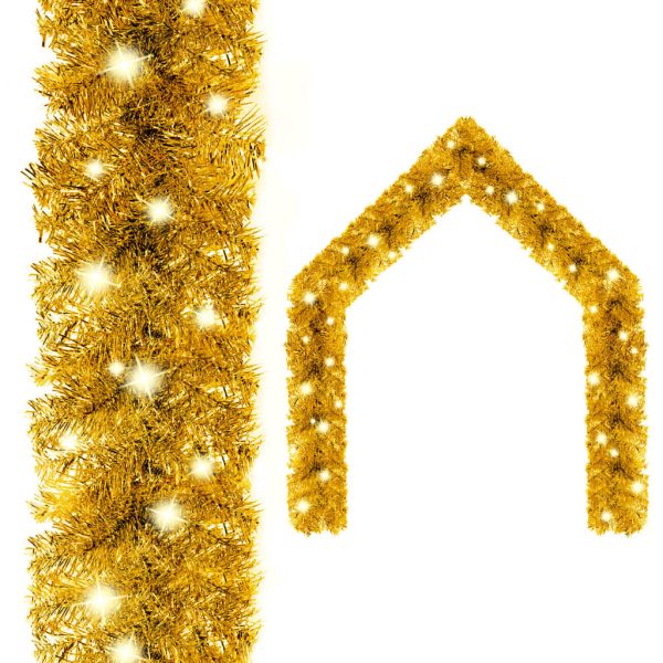 Christmas Garland with LED Lights – 20 M, Gold