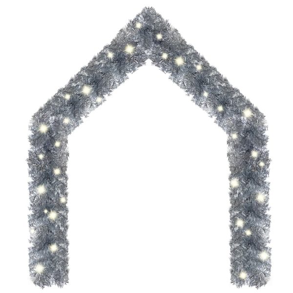 Christmas Garland with LED Lights – 10 M, Silver